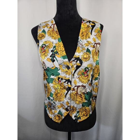 Vintage 90s Looney Tunes Vest Sunflower Cartoon Flowers One Size Fits Most 1994 - Picture 1 of 6